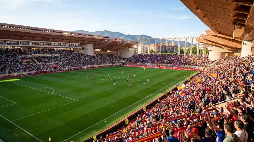 Vista panorámica de un estadio de fútbol español lleno de aficionados durante un partido de LaLiga